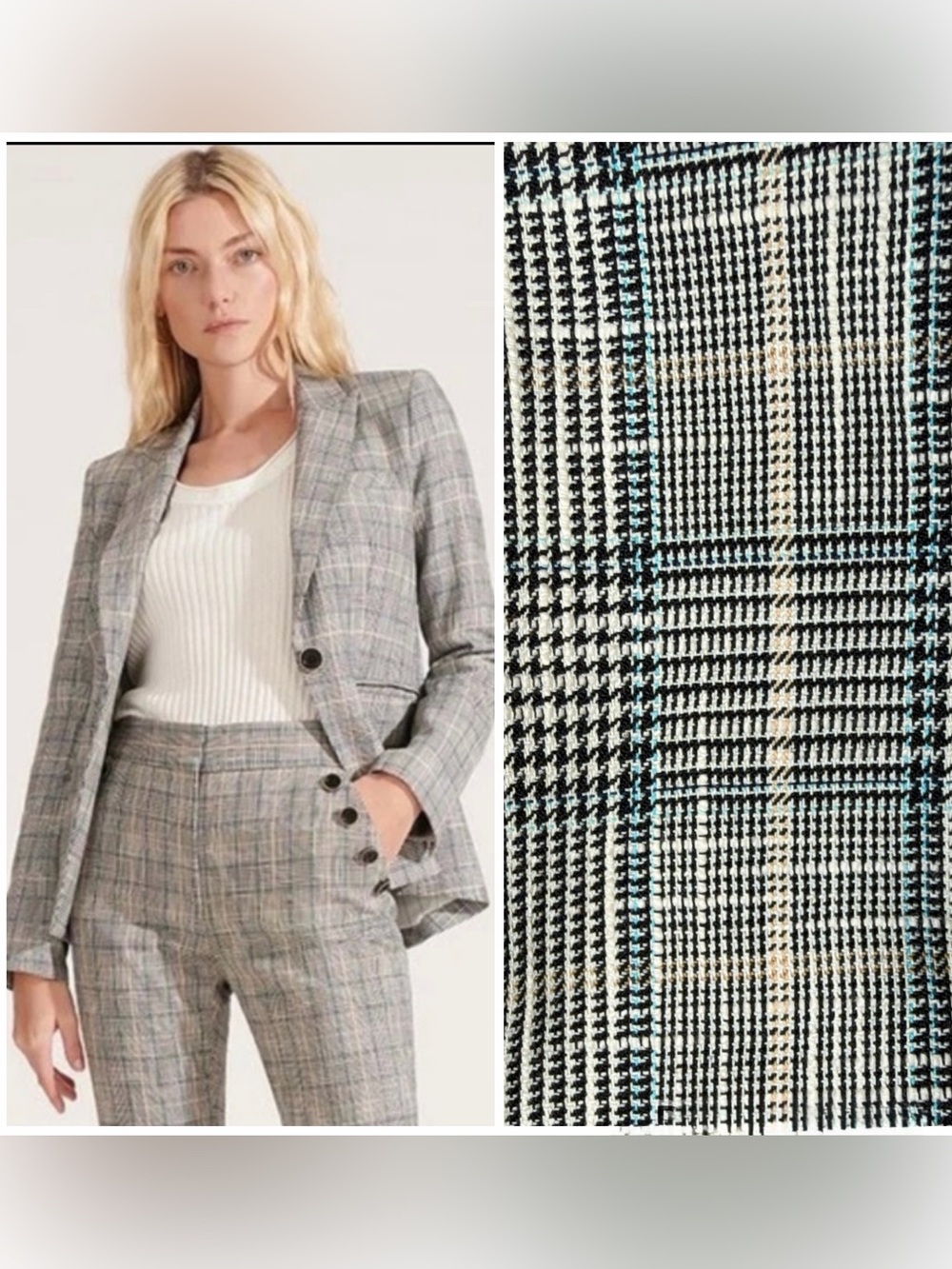 NWT VERONICA BEARD GIA Dickey Jacket-Blue Multi GreyPlaid Dickey Compatible Sz 6